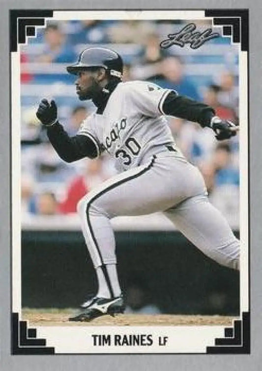 Baseball card of Tim Raines in batting stance for Chicago White Sox, number 30