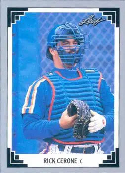 Baseball card of Rick Cerone in New York Mets gear with mask and chest protector