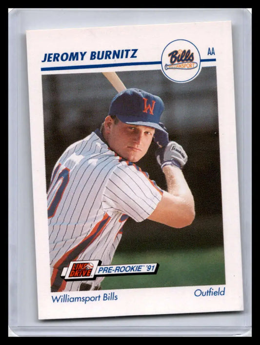 Baseball card of Jeromy Burnitz in a Williamsport Bills pinstriped uniform