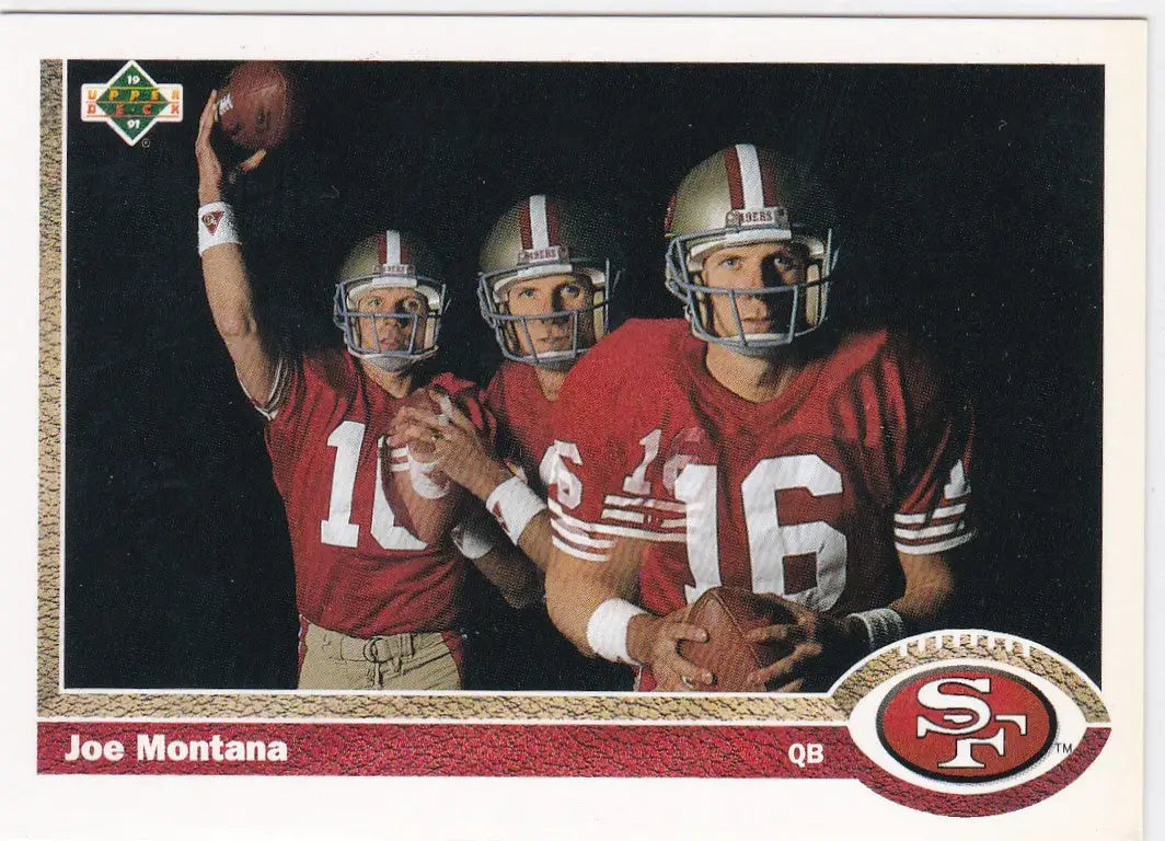 Joe Montana football card from 1991 NFL Upper Deck #54, featuring Montana San Francisco 49ers