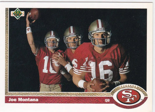 Joe Montana football card from 1991 NFL Upper Deck #54, featuring Montana San Francisco 49ers