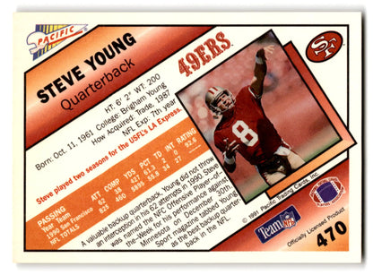 1991 Pacific Football Steve Young San Francisco 49ers football card display