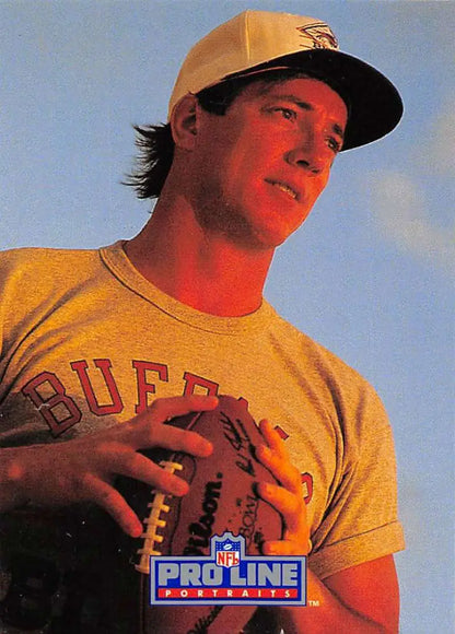 Baseball player in yellow Buffalo t-shirt and cap, Jim Kelly Buffalo Bills Pro Line Portraits