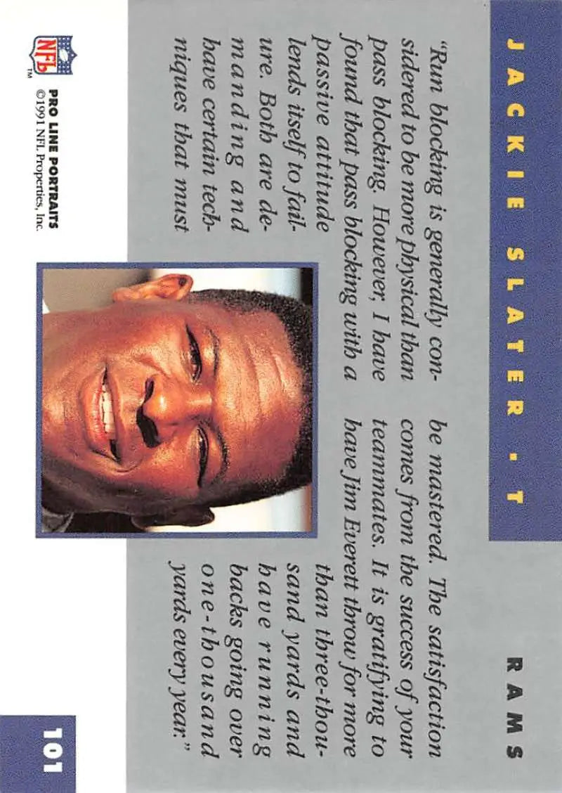 Basketball trading card featuring Jackie Slater from Pro Line Portraits collection
