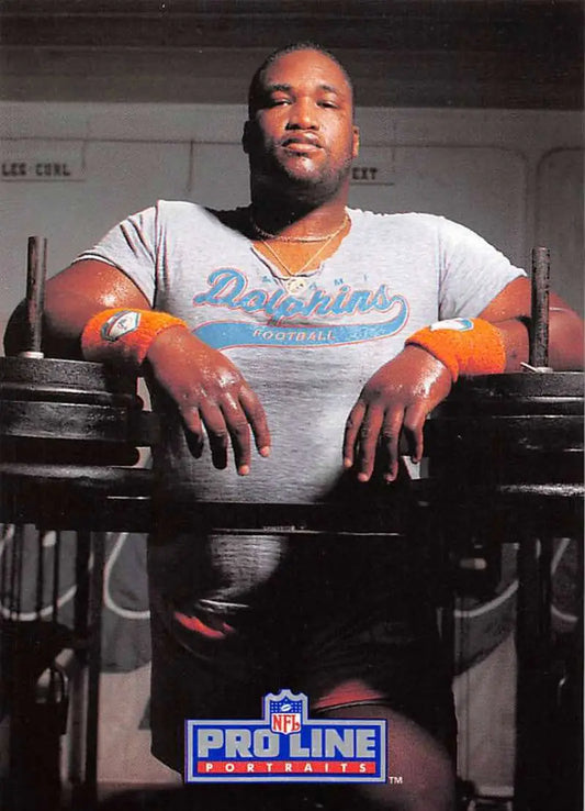 NFL Pro Line promotional photo of Keith Sims in Miami Dolphins t-shirt