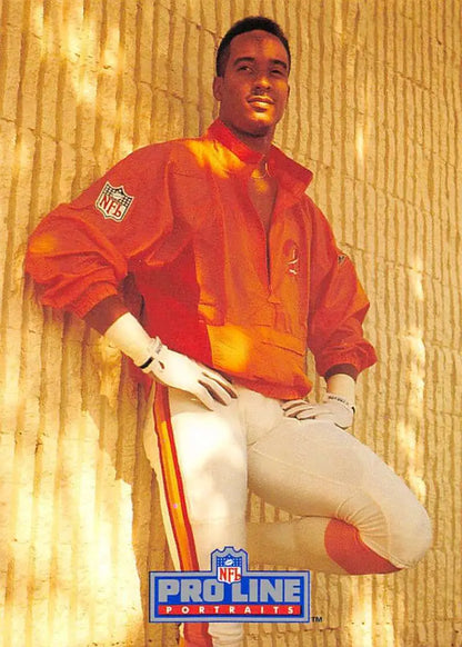 NFL Pro Line promotional photo of Danny Peebles in vibrant orange for Tampa Bay Buccaneers
