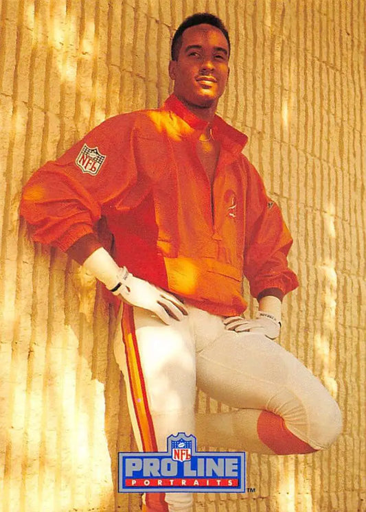NFL Pro Line promotional photo of Danny Peebles in vibrant orange for Tampa Bay Buccaneers
