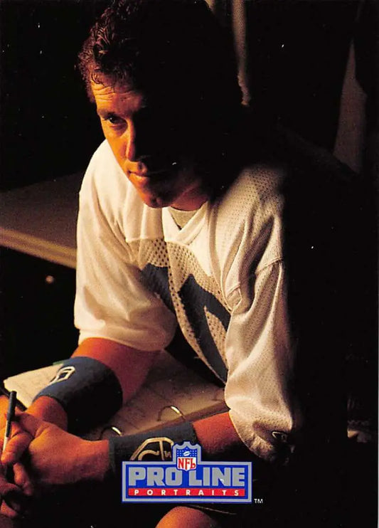 Hockey player in white jersey on 1991 Pro Line Portraits football card design