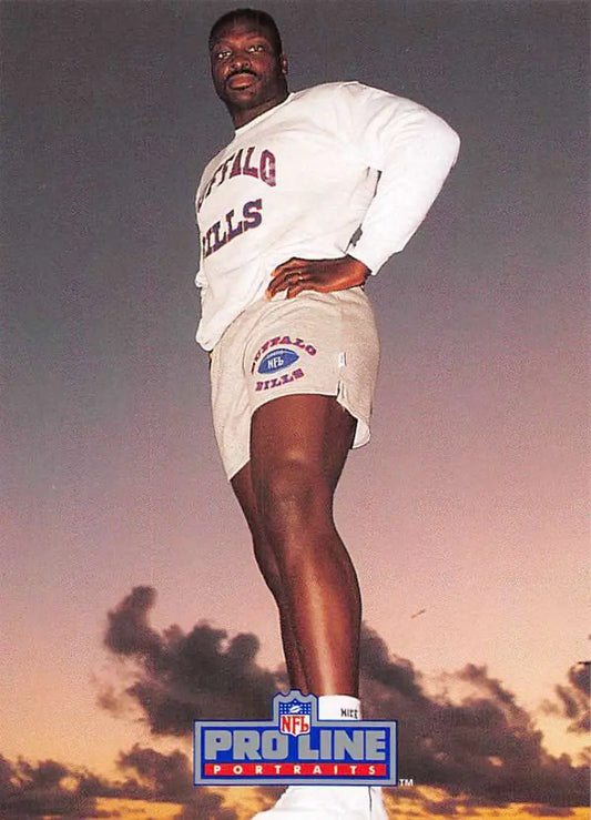 Bruce Smith in Buffalo Bills apparel at sunset, featured in Pro Line Portraits card