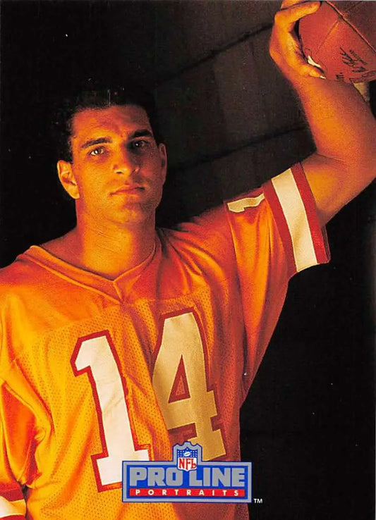 NFL player in orange jersey with number 14 from the Tampa Bay Buccaneers Pro Line card