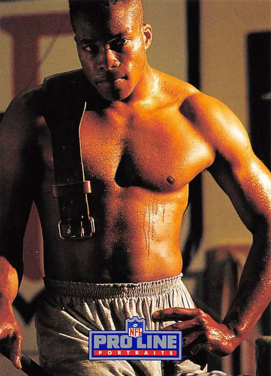 Athletic figure in NFL Pro Line shorts, showcasing Reggie Barrett Detroit Lions spirit