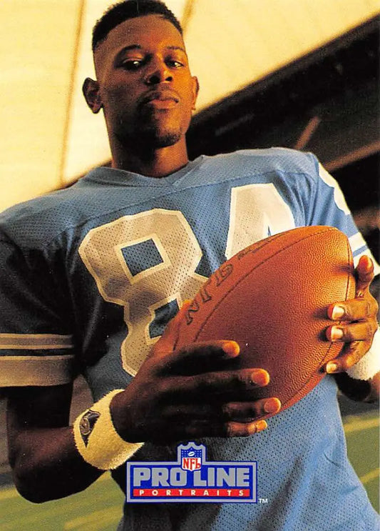 Herman Moore in light blue jersey 84 on Detroit Lions football card 1991 Pro Line Portraits