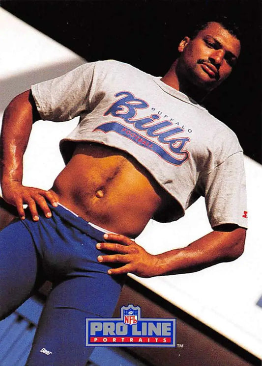 Vintage NFL Pro Line ad showcasing Darryl Talley in sportswear for Buffalo Bills football card