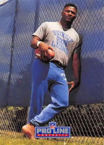 NFL Pro Line trading card featuring Bennie Blades in gray t-shirt, original gloss finish