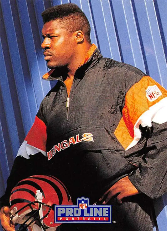 NFL Cincinnati Bengals pullover jacket in black, orange, and red colors featuring David Fulcher