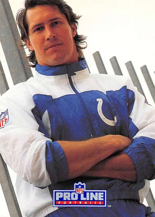 NFL Pro Line jacket in white and blue featuring Indianapolis Colts logo and Duane Bickett