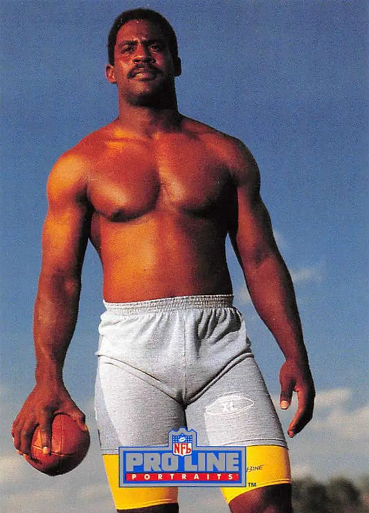 Athletic figure in white shorts holding a football for Cleveland Gary Pro Line Portraits card