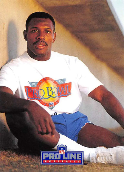Person in white Pro Bowl shirt and blue shorts, showcasing Mel Gray and Detroit Lions spirit