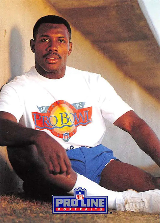 Person in white Pro Bowl shirt and blue shorts, showcasing Mel Gray and Detroit Lions spirit