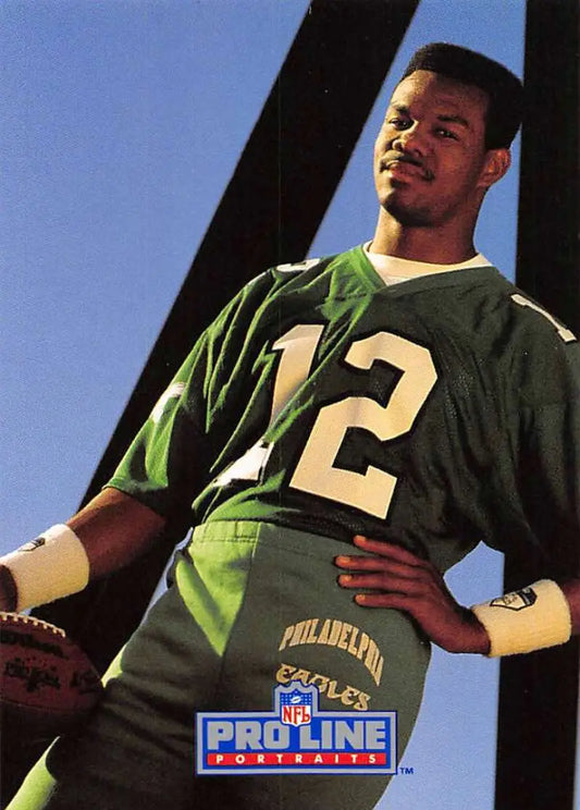 Football player in green #12 Philadelphia Eagles jersey, Pro Line Portraits card