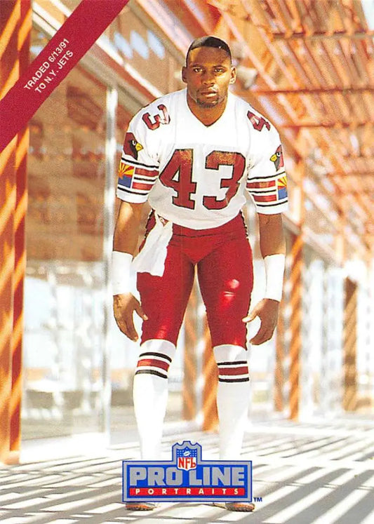 NFL player Lonnie Young in Washington’s #43 uniform on 1991 Pro Line Portraits card