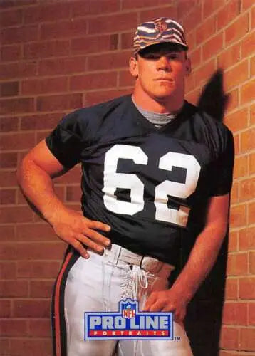 Football player in uniform from 1991 Pro Line Portraits #90 Mark Bortz Near Mint Bears cards typically sell