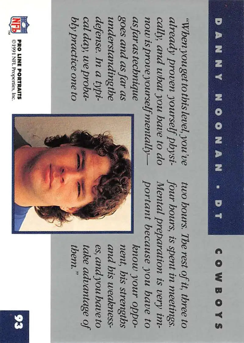 Trading card featuring Danny Noonan from Pro Line Portraits with blue border and gray panel