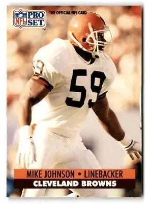 NFL Pro Set trading card of Mike Johnson, Cleveland Browns linebacker, number 59