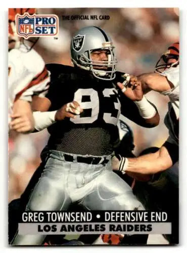 Greg Townsend Los Angeles Raiders football card with original gloss, 1991 Pro Set #195