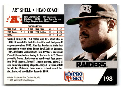 1991 Pro Set #198 Art Shell - Trading Cards