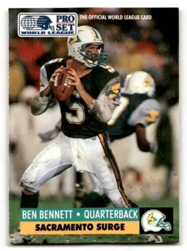 Ben Bennett Sacramento Surge football card from 1991 Pro Set with original gloss quality