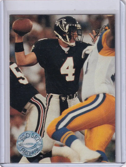 Football trading card of Brett Farve Atlanta Falcons in throwing motion Pro Set