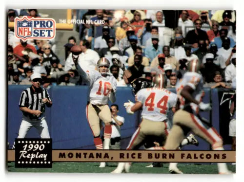 1990 NFL Pro Set football card featuring Joe Montana and Jerry Rice in original gloss