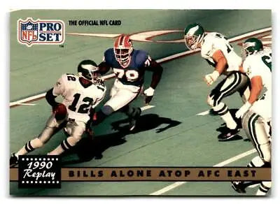 NFL Pro Set trading card of Bills vs Raiders from 1990, Bills Alone Atop AFC East