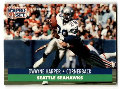 Dwayne Harper Seattle Seahawks football card from 1991 Pro Set original gloss finish