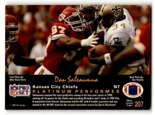 1991 Pro Set Platinum #207 Dan Saleaumua Kansas City Chiefs Football trading card original gloss