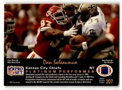 1991 Pro Set Platinum #207 Dan Saleaumua Kansas City Chiefs Football trading card original gloss
