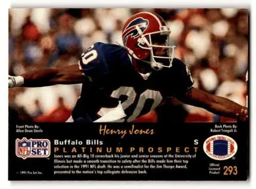 1991 Pro Set Platinum #293 Henry Jones Buffalo football card with original gloss finish