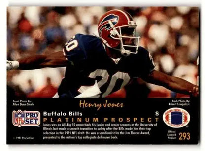 1991 Pro Set Platinum #293 Henry Jones Buffalo football card with original gloss finish