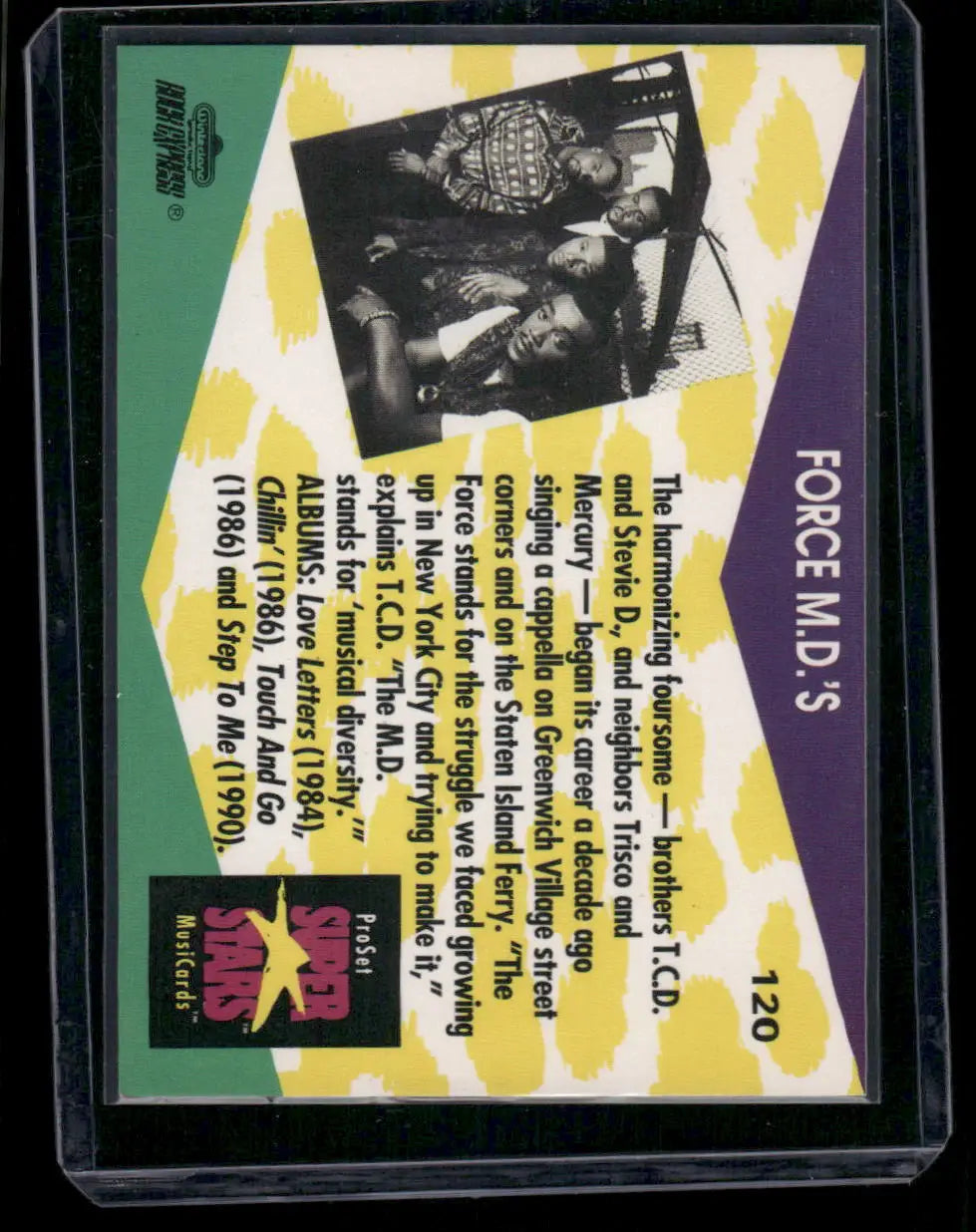 Music trading card of A Force M.D. from 1991 Pro Set Super Stars MusiCards
