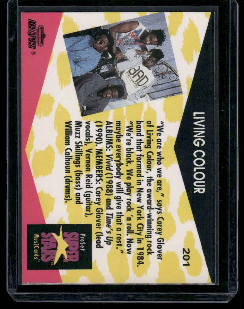 Collectible Living Colour trading card from 1991 Pro Set Super Stars MusiCards