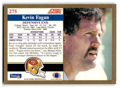 1991 Score #275 Kevin Fagan - Trading Card