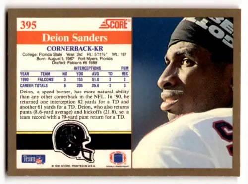 Deion Sanders football card 1991 Score #395 original gloss NM-MT Falcons Simply Sandoval
