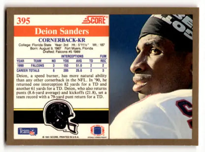 Deion Sanders football card 1991 Score #395 original gloss NM-MT Falcons Simply Sandoval