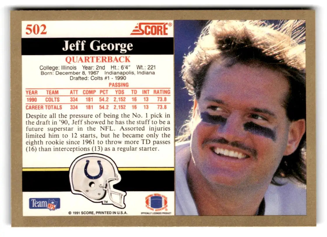 1991 Score #502 Jeff George - Trading Card