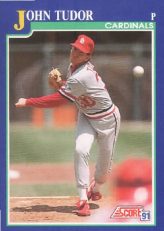 1991 Score #53 John Tudor UER baseball card featuring St. Louis Cardinals pitcher