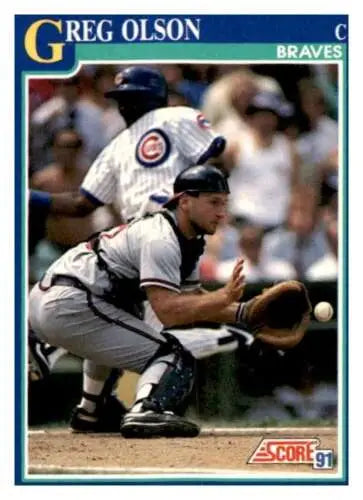 1991 Score #56 Greg Olson Baseball Card with original gloss in EX/NM condition