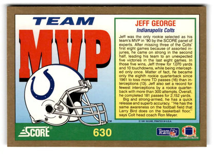1991 Score #630 Jeff George - Trading Card