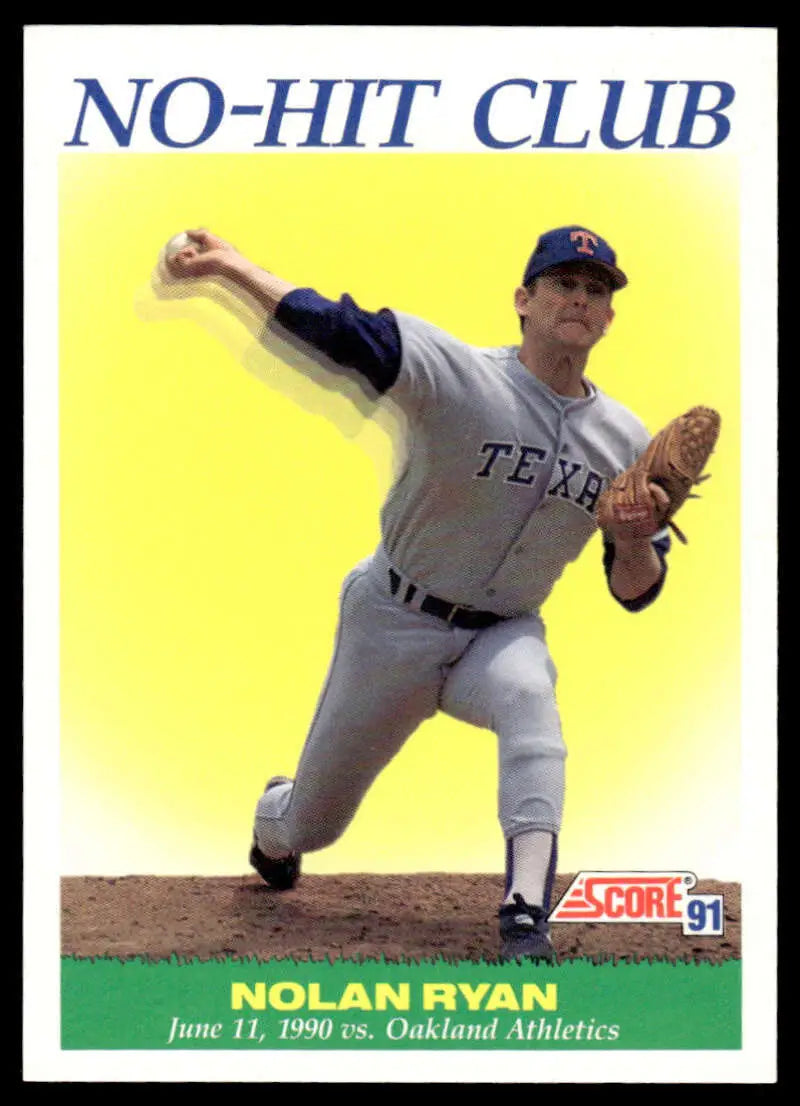 Nolan Ryan Texas Rangers baseball card commemorating no-hit game vs Oakland Athletics