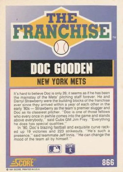 Baseball card of Dwight Gooden from The Franchise series, New York Mets collectible